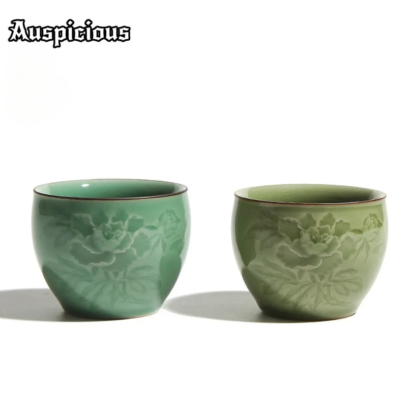 Celadon Ceramic Cup - 120ml artesanal longquan celadon peônia xícara