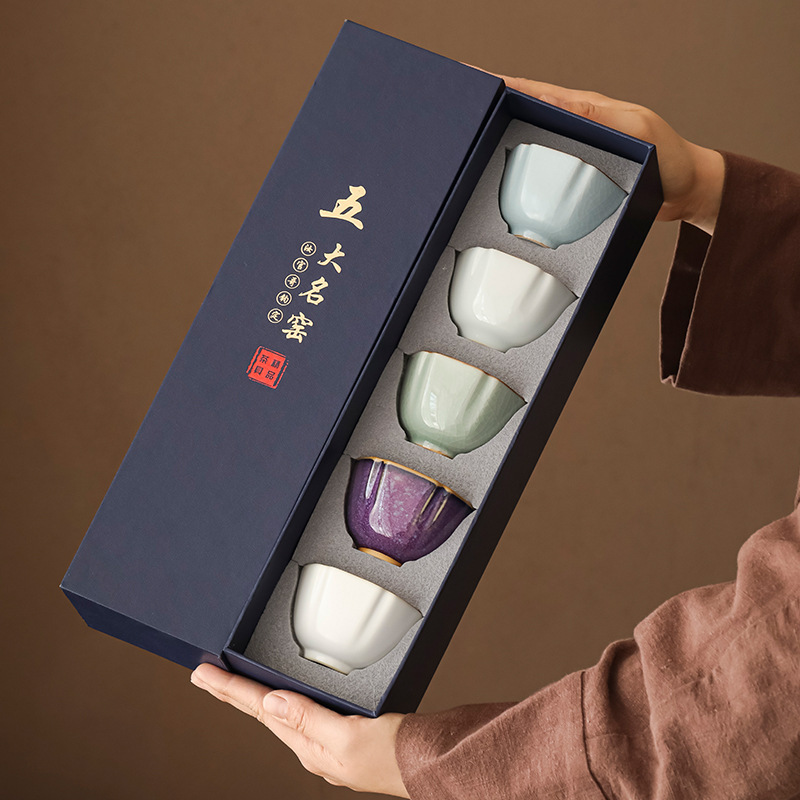 Celadon Ceramic Cup - Cinco fornos famosos 5 xícaras conjunto