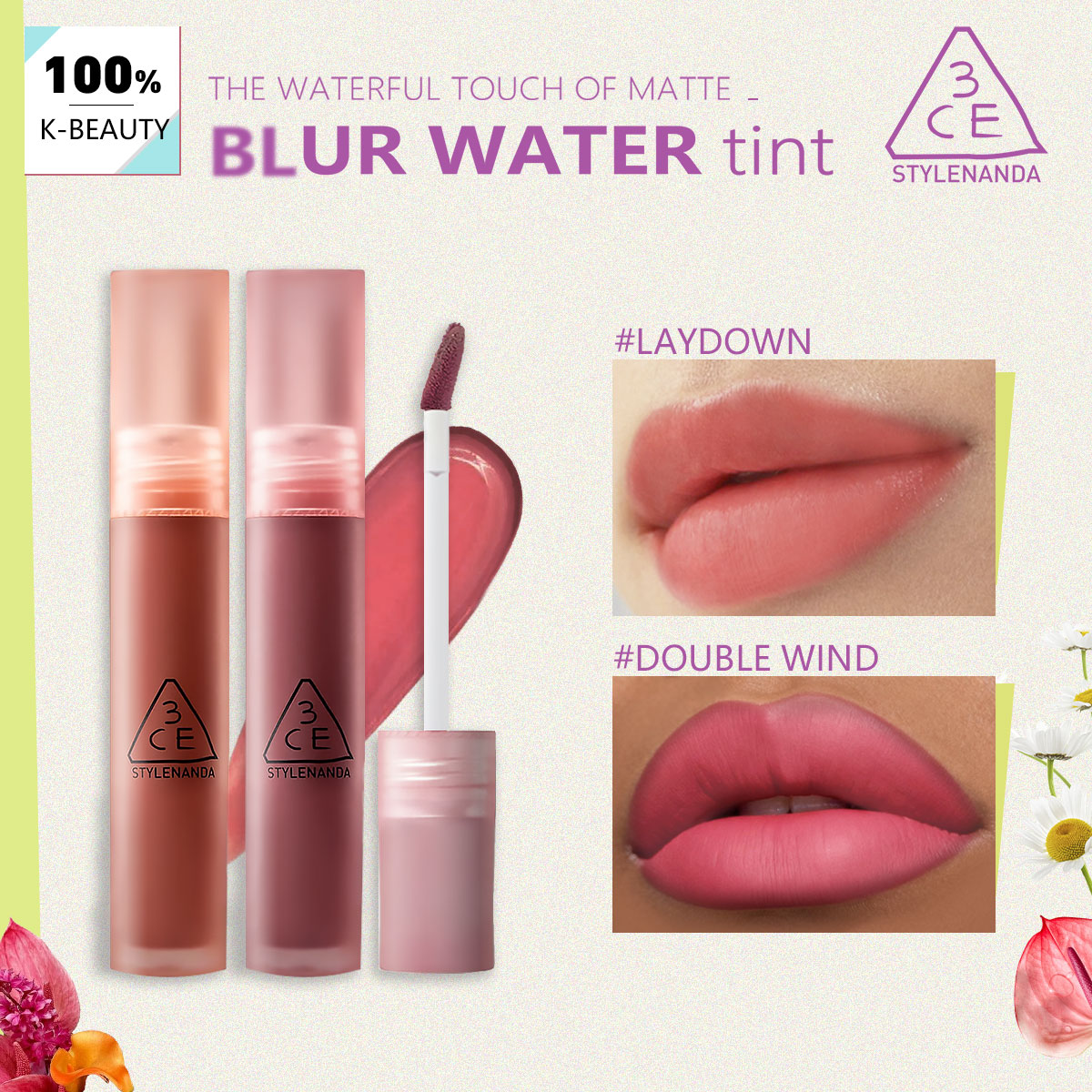 Lip Tint Korean - 3CE BLUR WATER TINT, Cor Intensível