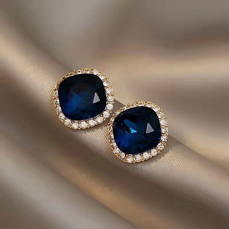 Brincos de Cristal Azul Quadra - Korean Luxury Lifestyle avaliação e preço