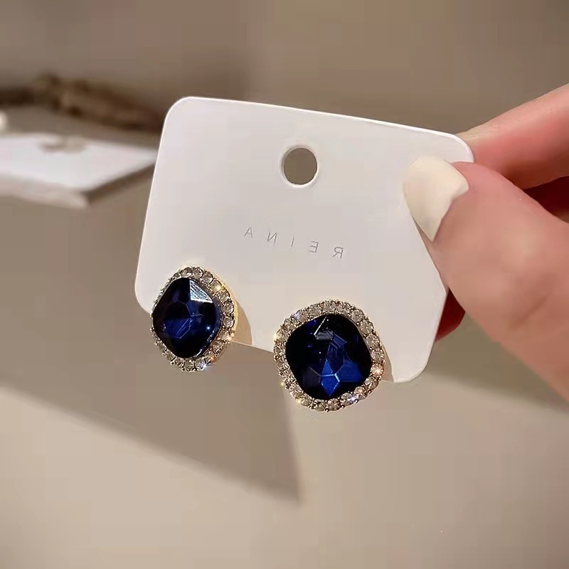 Brincos de Cristal Azul Quadra - Korean Luxury Lifestyle avaliação e preço